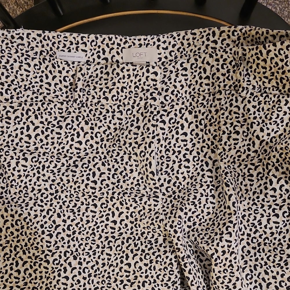 LOFT Black and White Animal Print Trousers